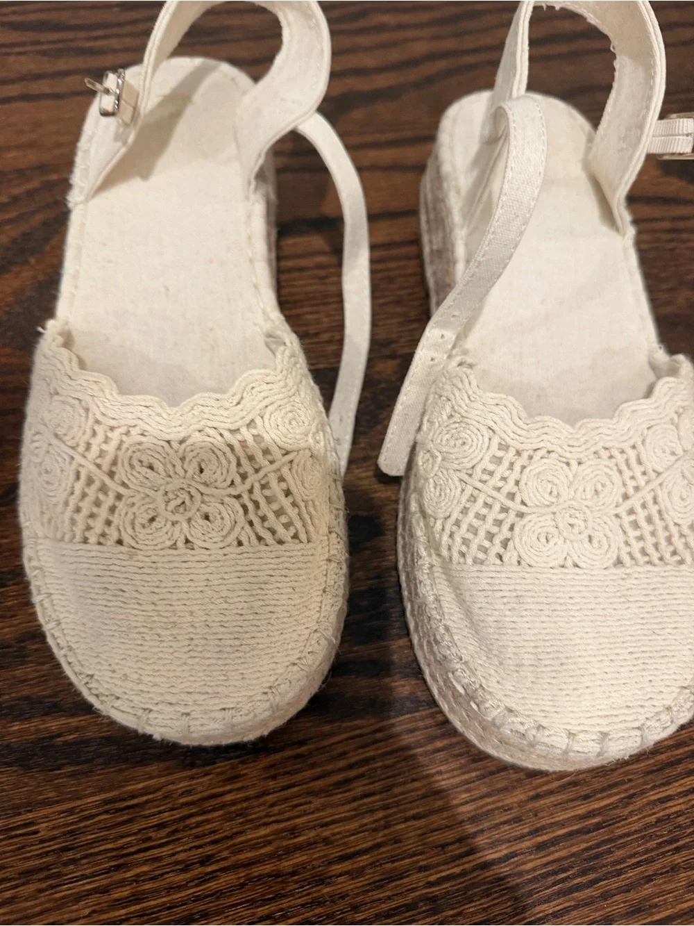 Zara Cream Crochet Espadrille Slingback Sandals